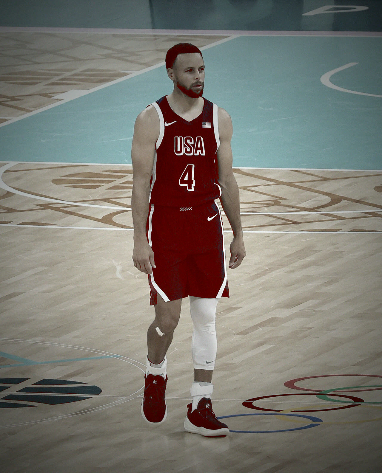 Stephen Curry on a basketball court