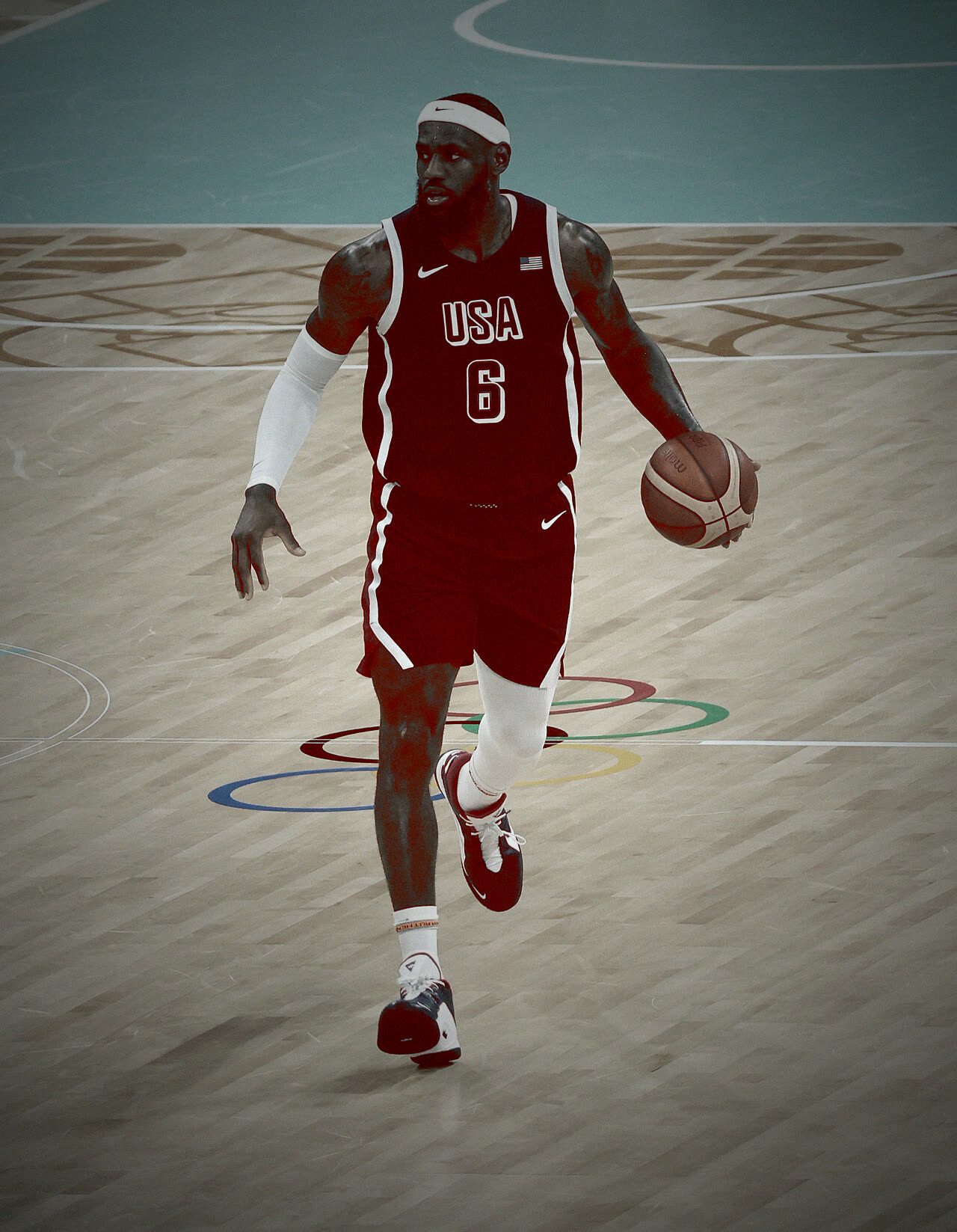 LeBron James on a basketball court